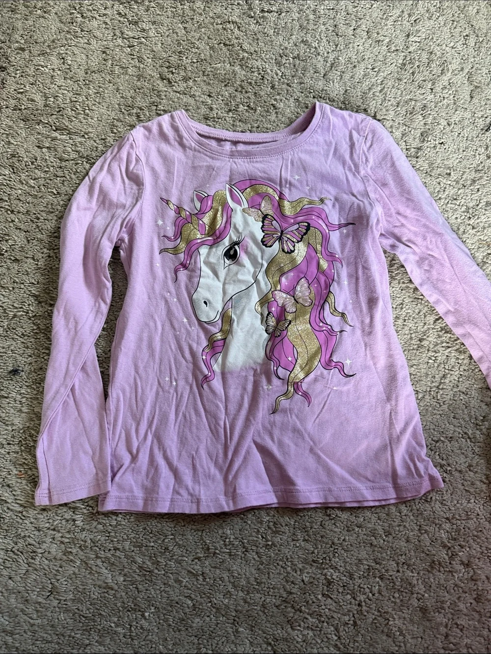 The Childrens Place Blue Unicorn Cold-Shoulder Pajama Top